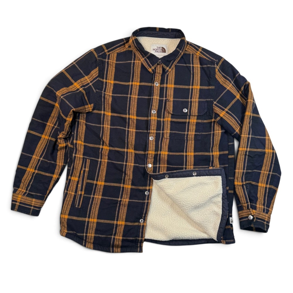 The North Face Campshire Sherpa Plaid Flannel Shirt Jacket Mens Large Shacket